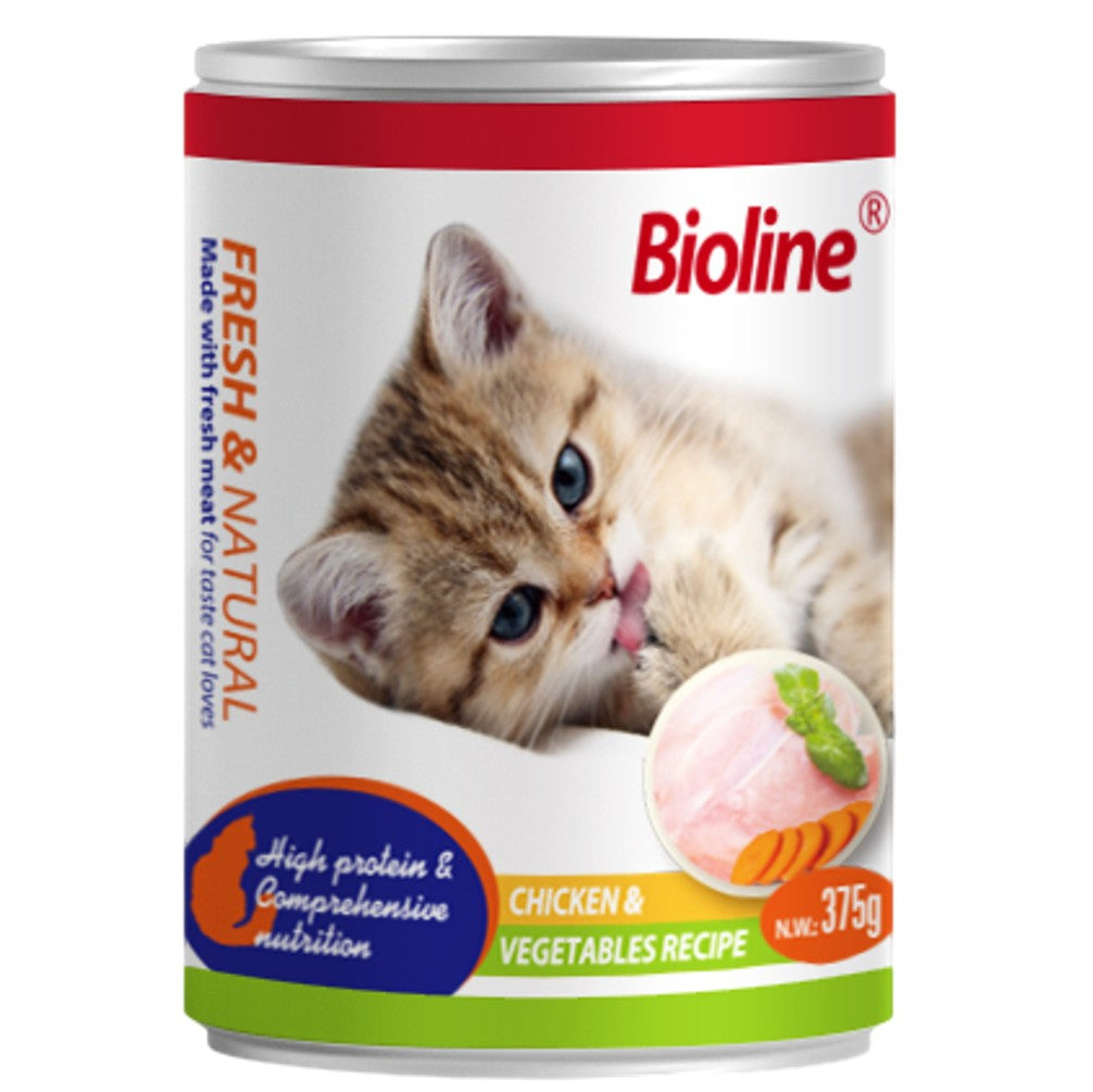 Bioline Canned Cat Food - Chicken & Vegetables 375g