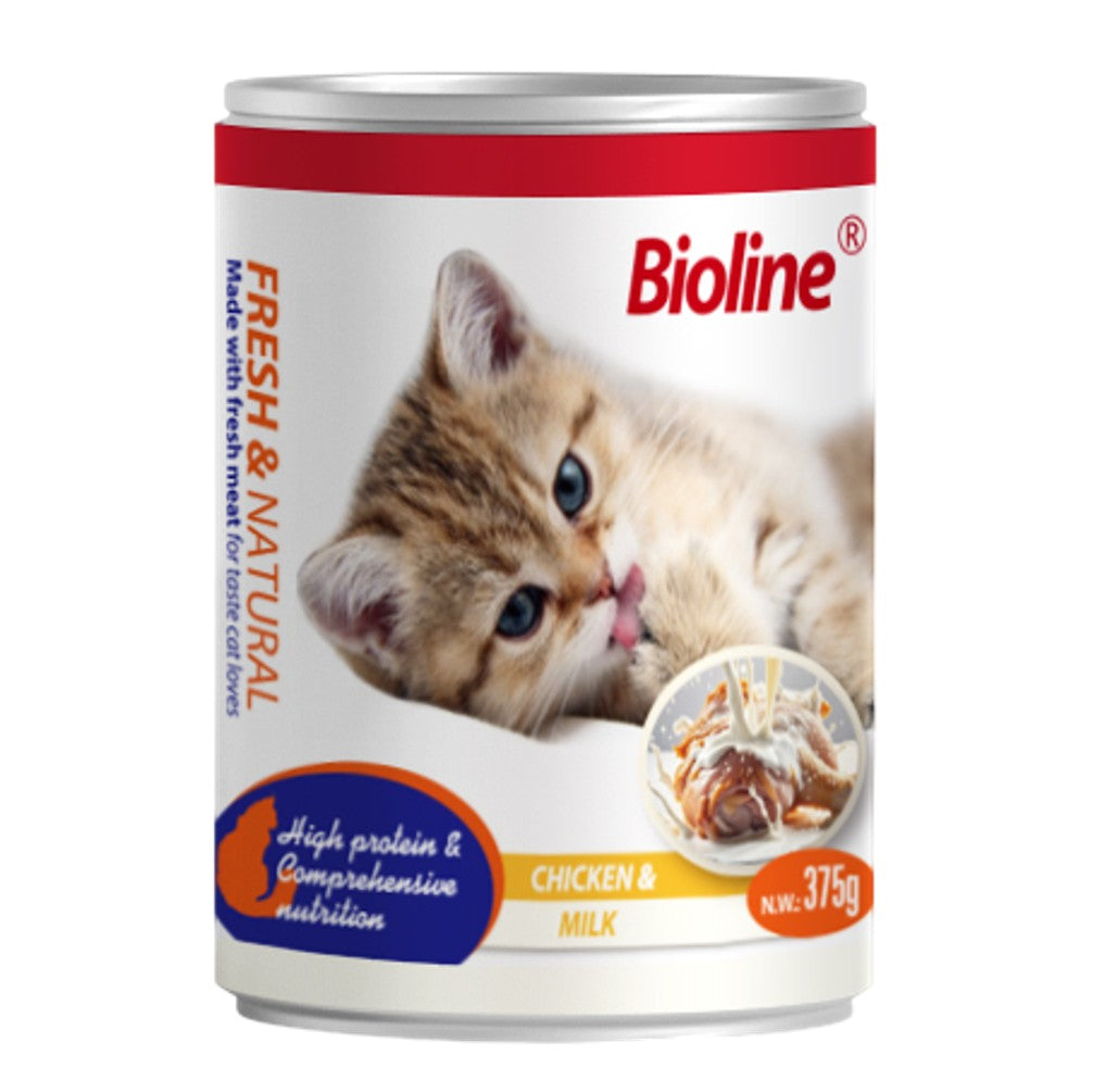 Bioline Canned Cat Food - Chicken & Milk 375g