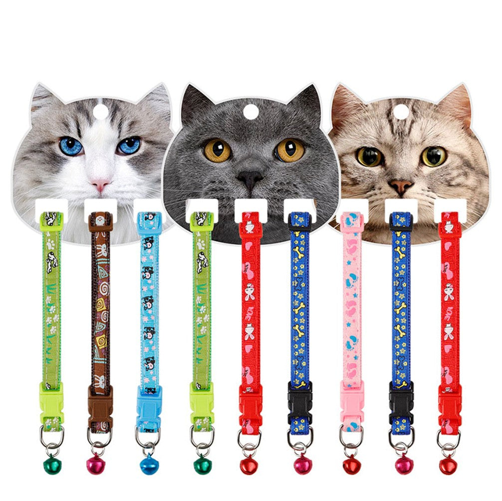 Cat Collar With Prints And Bell 1*22-30cm