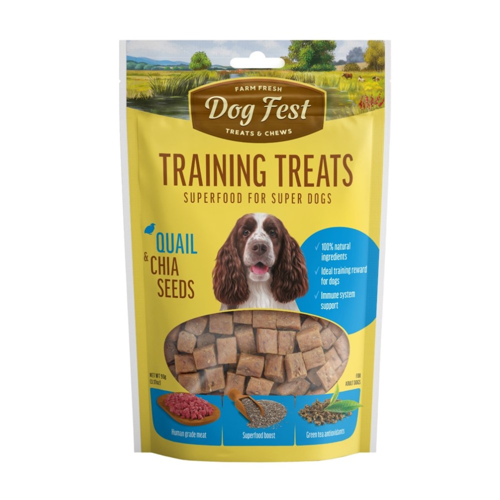 DOG FEST Training Treats for all Dogs - Quail And Chia Seeds 90Gr