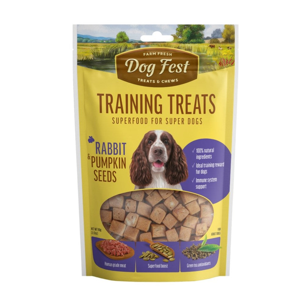 DOG FEST Training Treats for all Dogs - Rabbit And Pumpkin Seeds 90Gr