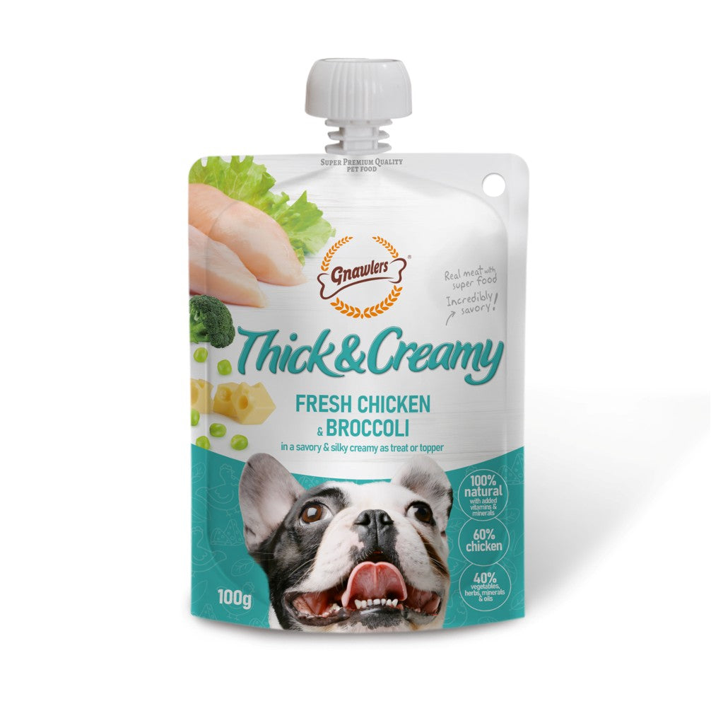 Gnawlers Thick and Creamy Dog Treat - Fresh Chicken & Broccoli 100Gr