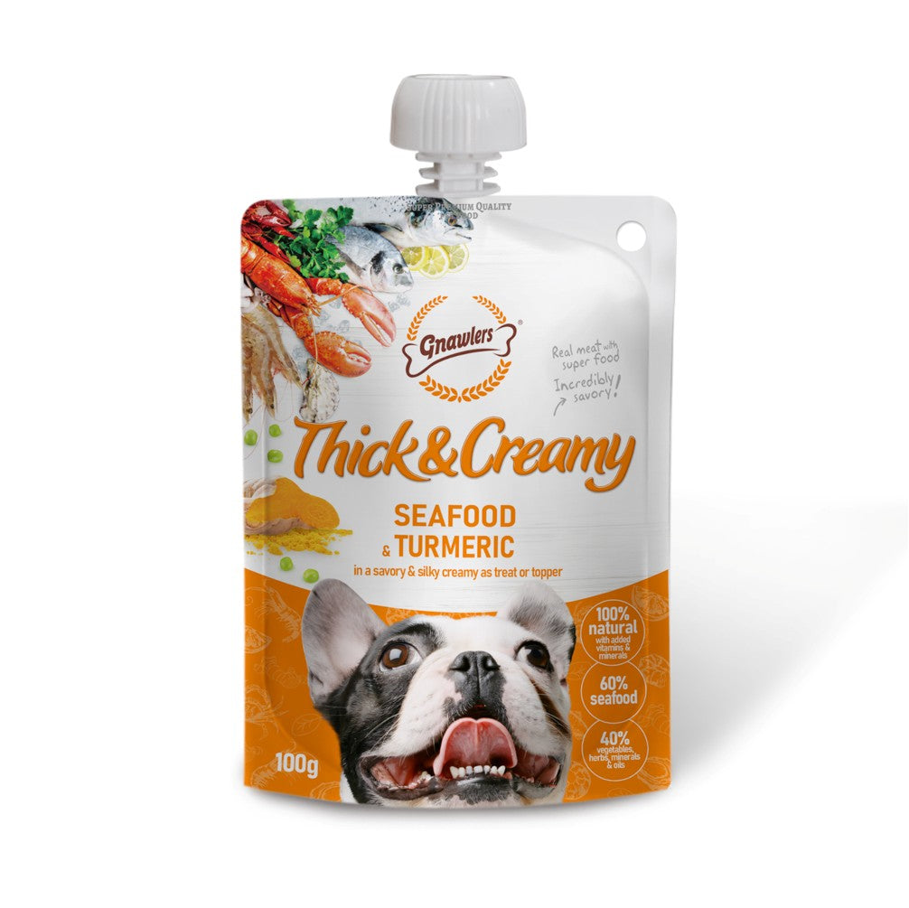 Gnawlers Thick and Creamy Dog Treat - Seafood & Turmeric 100Gr
