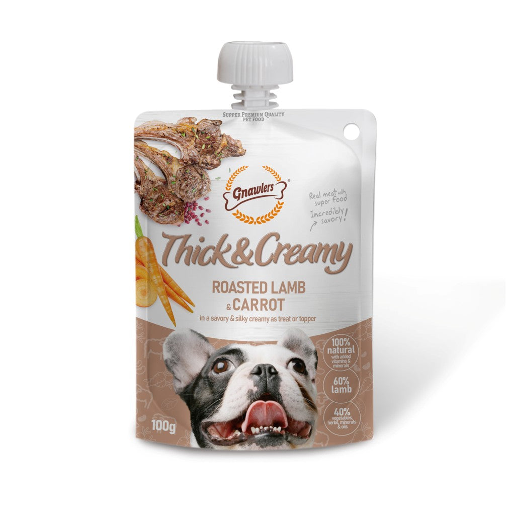 Gnawlers Thick and Creamy Dog Treat - Roasted Lamb & Carrot 100Gr