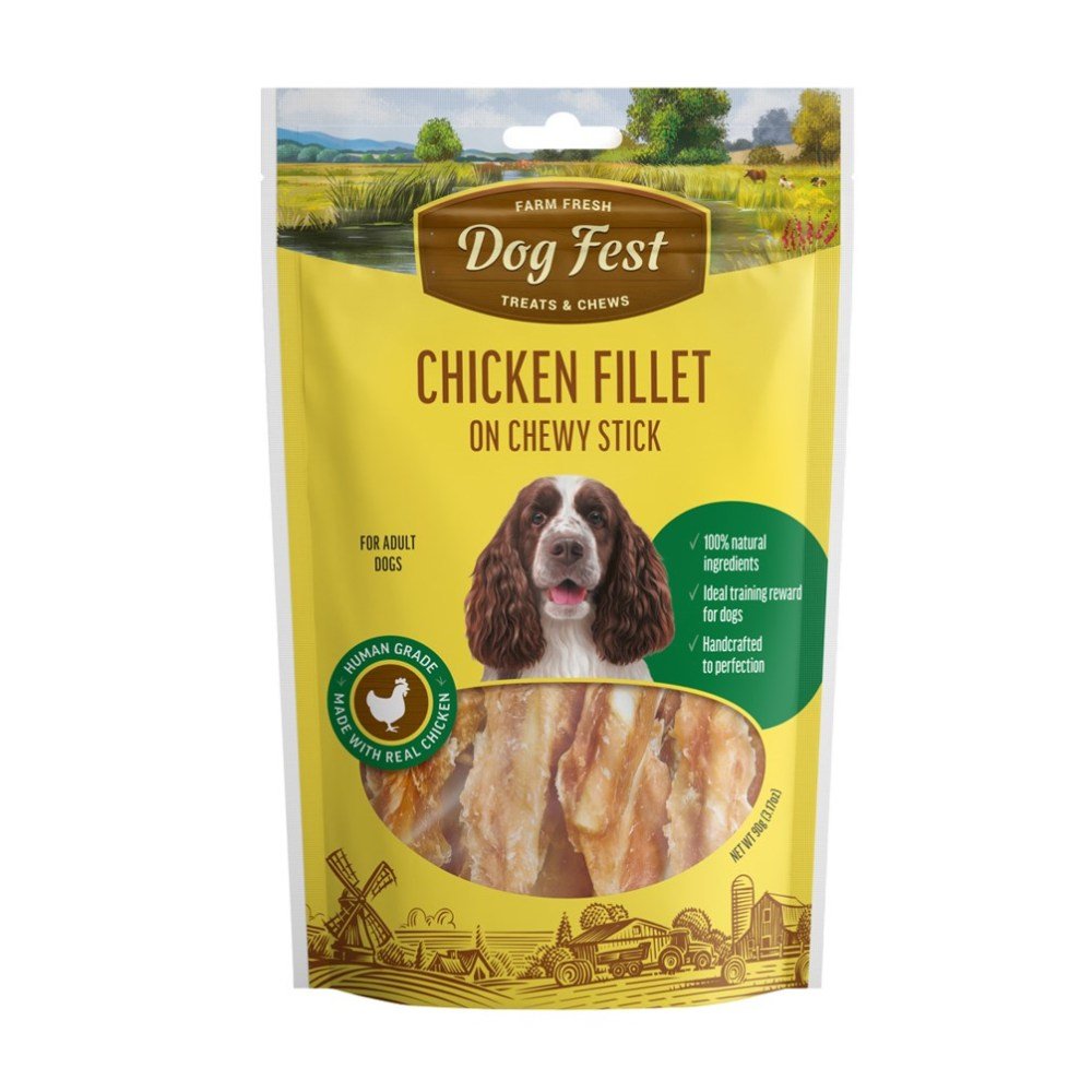 DOG FEST Chicken Fillet On Chewy Stick for Adult Dogs - 90Gr - Petzone Kenya