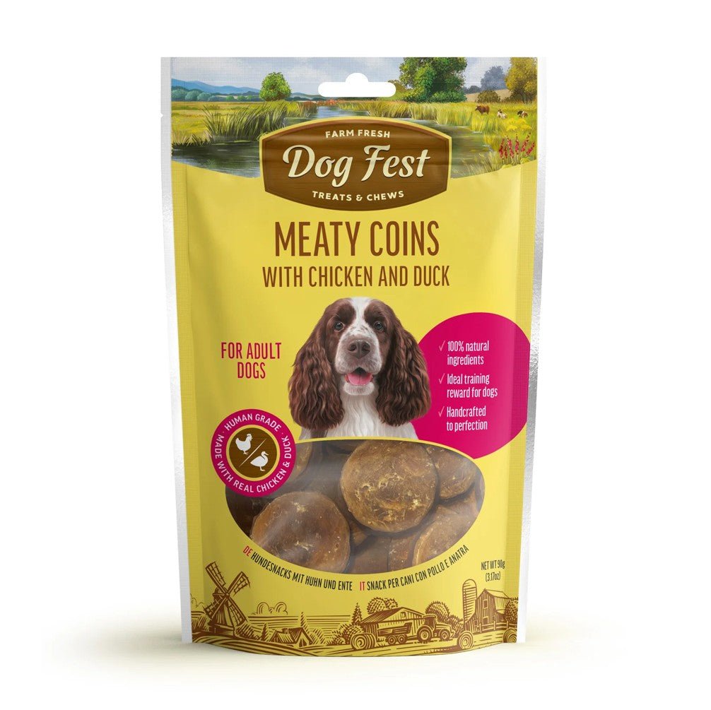 DOG FEST Meaty Coins with Chicken and Duck for Adult Dogs - 90Gr - Petzone Kenya
