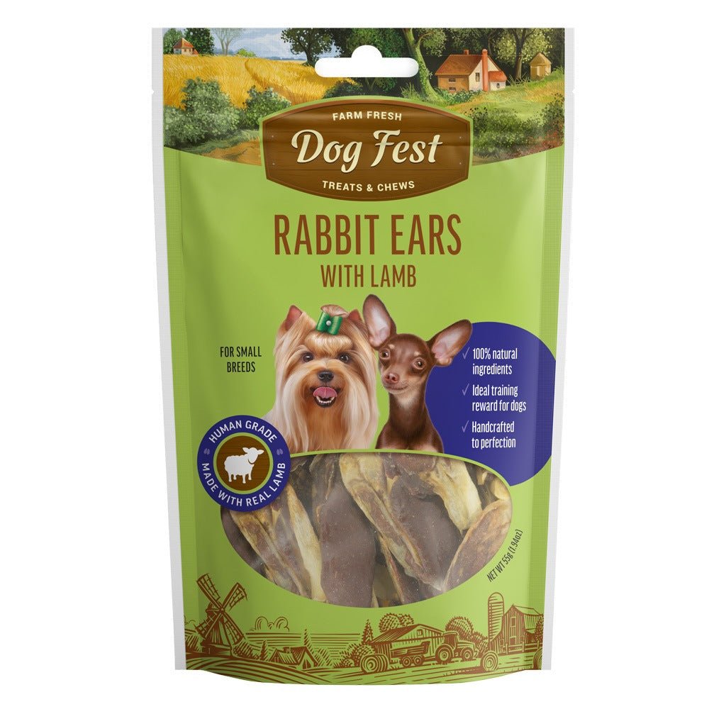 DOG FEST Rabbit Ears With Lamb for Small Breeds - 55Gr - Petzone Kenya