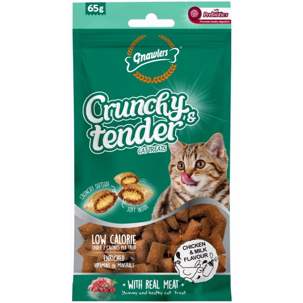 Gnawlers Crunchy & Tender Cat Treats - Chicken & Milk Flavour 65Gr - Petzone Kenya