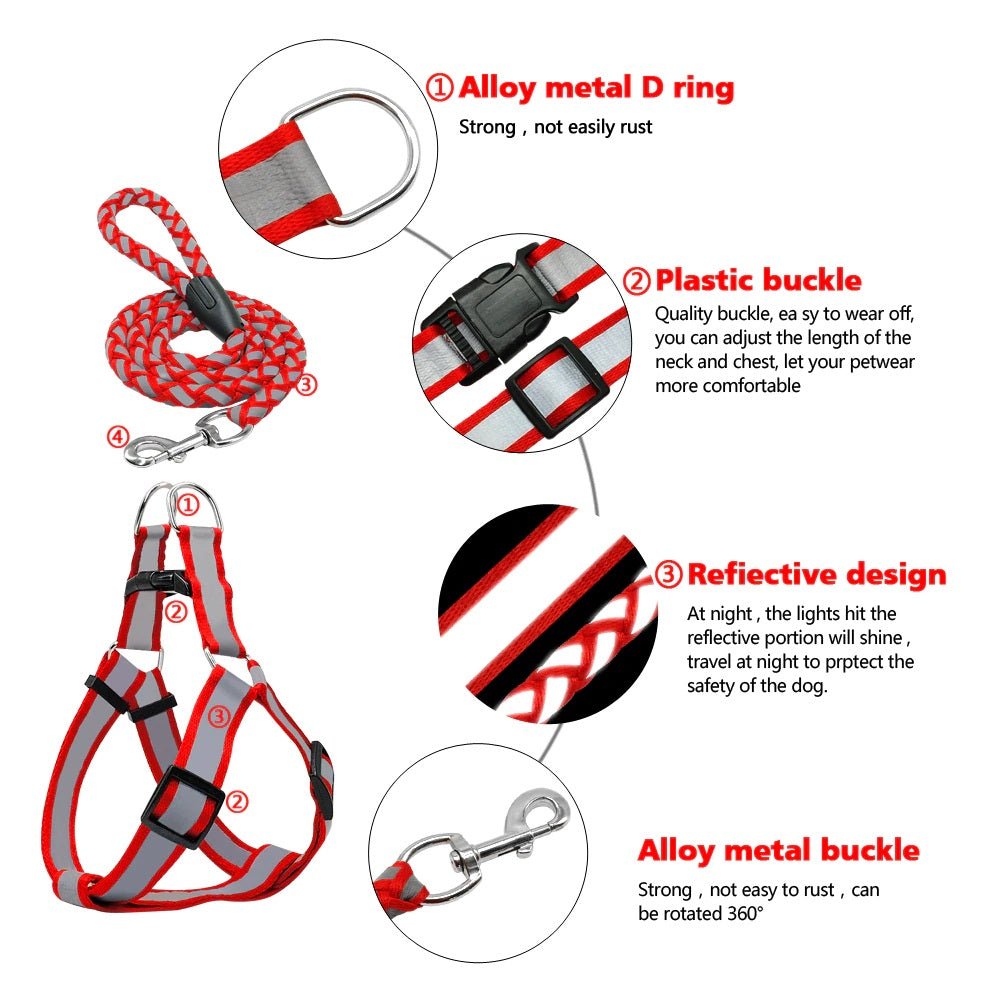 Reflective Leash With Harness Set - Petzone Kenya