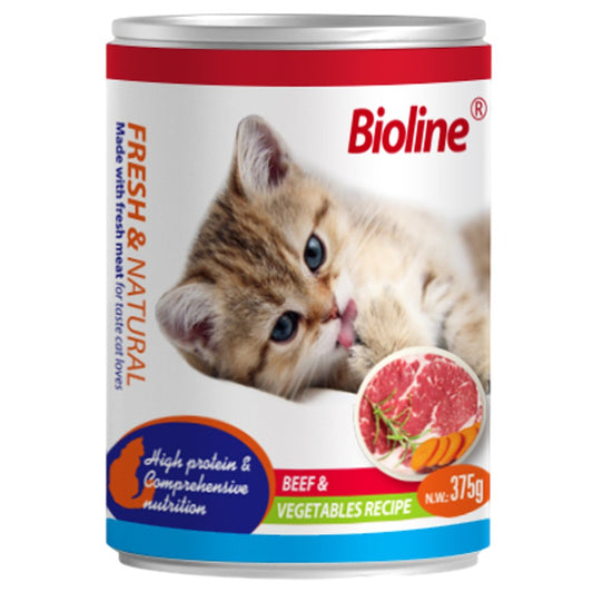 Bioline Canned Cat Food - Beef & Vegetables 375g