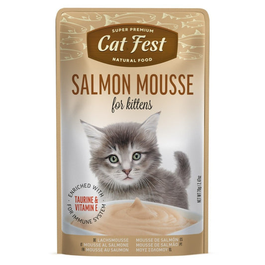 CAT FEST Cat Pouches Salmon Mousse for Kittens - 70Gr