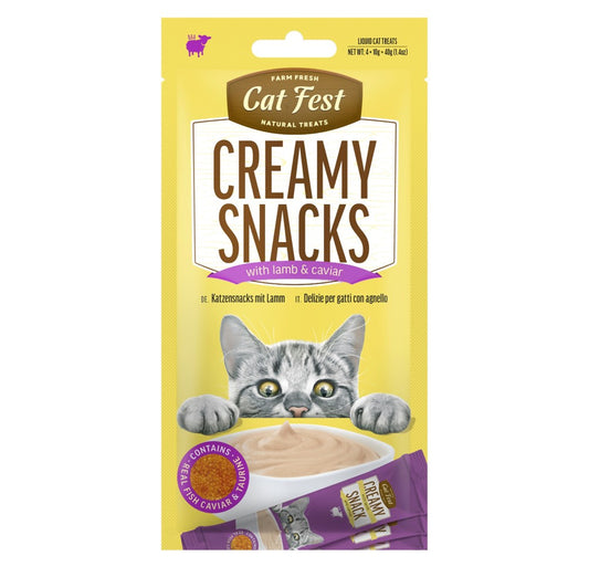 CAT FEST Creamy Snacks with Lamb & Caviar (4x10g)