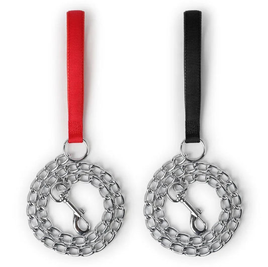 Chain Leash with Padded Handle Red/Black