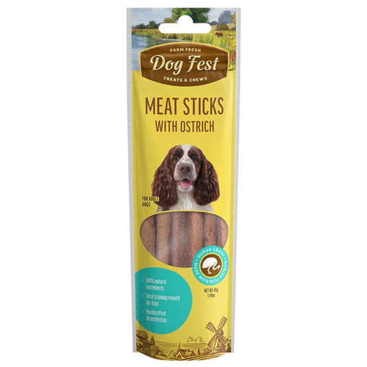 DOG FEST Meat Sticks With Ostrich for Adult Dogs - 45Gr