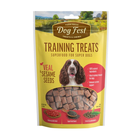 DOG FEST Training Treats for all Dogs - Veal And Sesame Seeds 90Gr