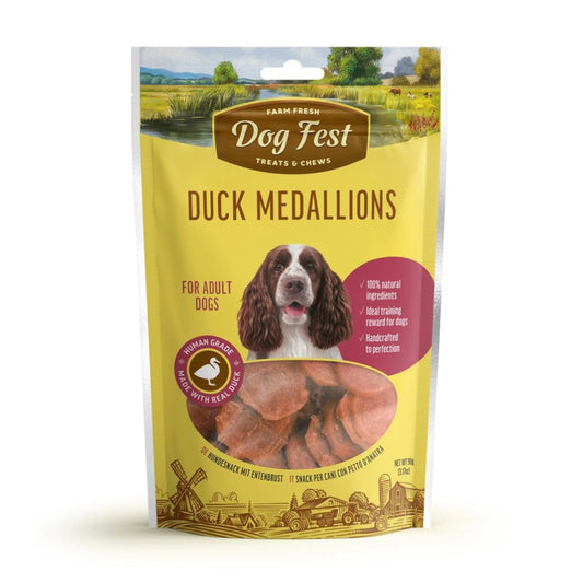 DOG FEST Duck Medallions for Adult Dogs - 90Gr