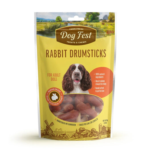 DOG FEST Rabbit Drumsticks for Adult Dogs - 90Gr