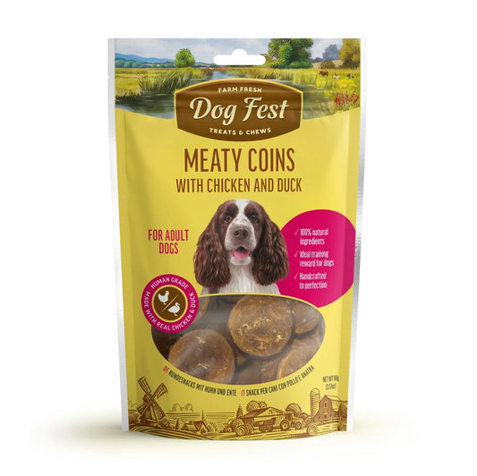 DOG FEST Meaty Coins with Chicken and Duck for Adult Dogs - 90Gr