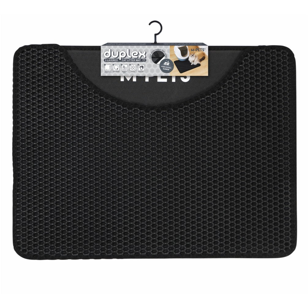 MPETS DUPLEX Cat Litter Mat - Horizontal Black