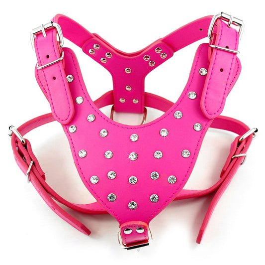 Leather Dog Harness Pink