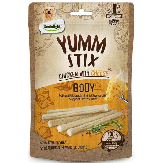 Dentalight Yumm Stix Dog Treats -  Chicken with Cheese (Body) 50Gr