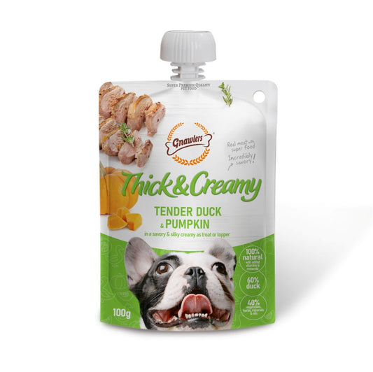 Gnawlers Thick and Creamy Dog Treat - Tender Duck & Pumpkin 100Gr