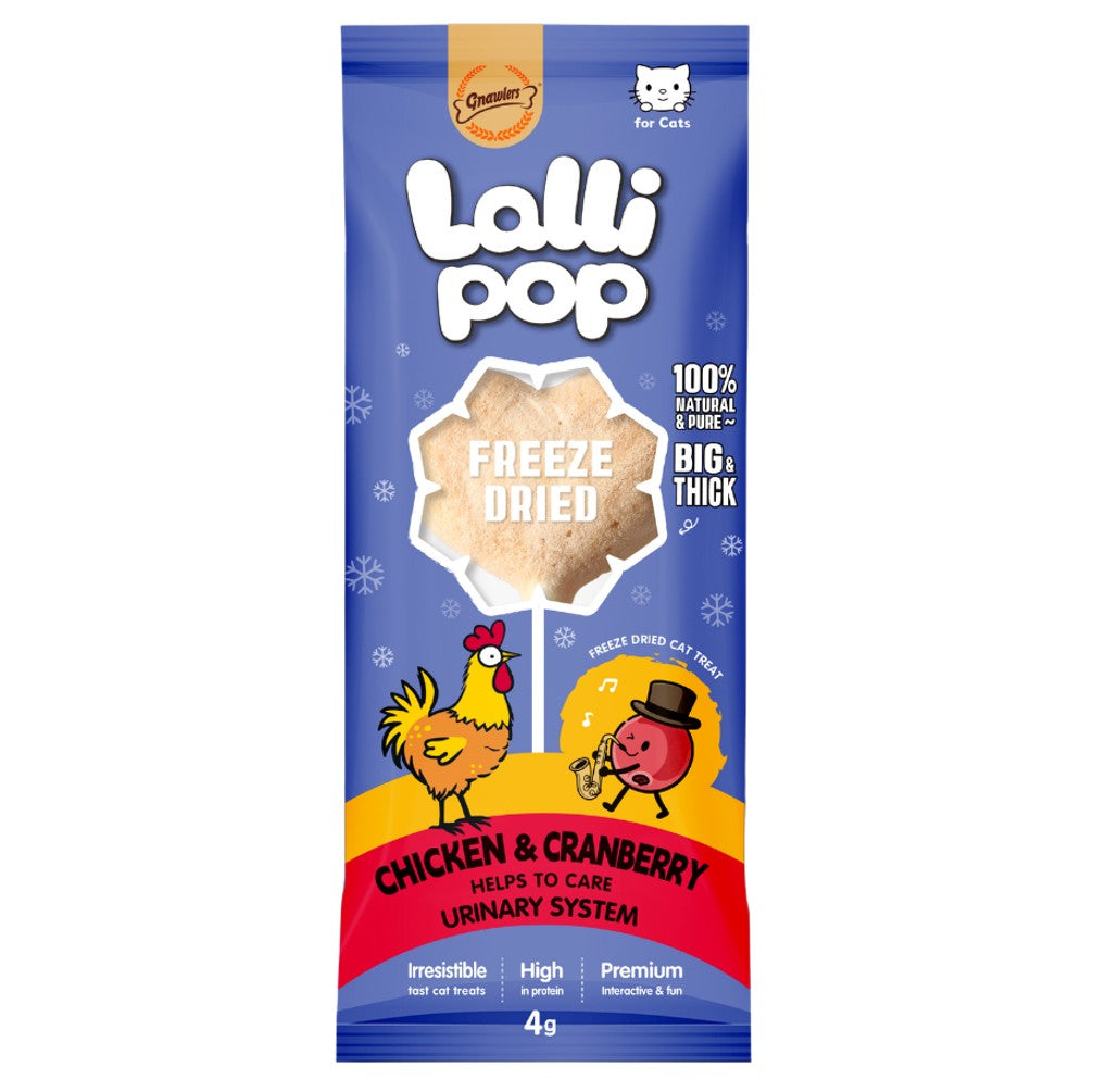 Gnawlers Freeze Dried Lollipop Cat Treat - Chicken & Cranberry 4g