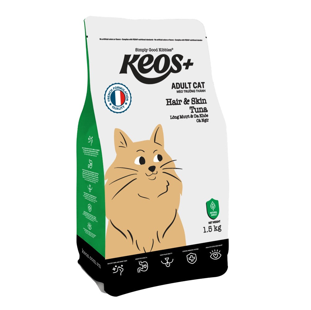 KEOS+ Adult Cat Hair & Skin - Tuna 1.5Kg