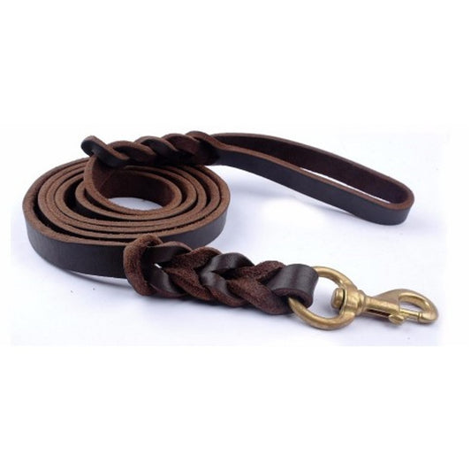 Leather Dog Leash (Brass Buckle )Brown 1.2*120cm