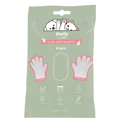M–Pets DAILY Double–sided wipe gloves – 6 pcs