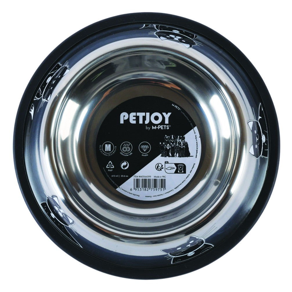 M-Pets PETJOY CatFamily Stainless Bowl with Rubber Edge