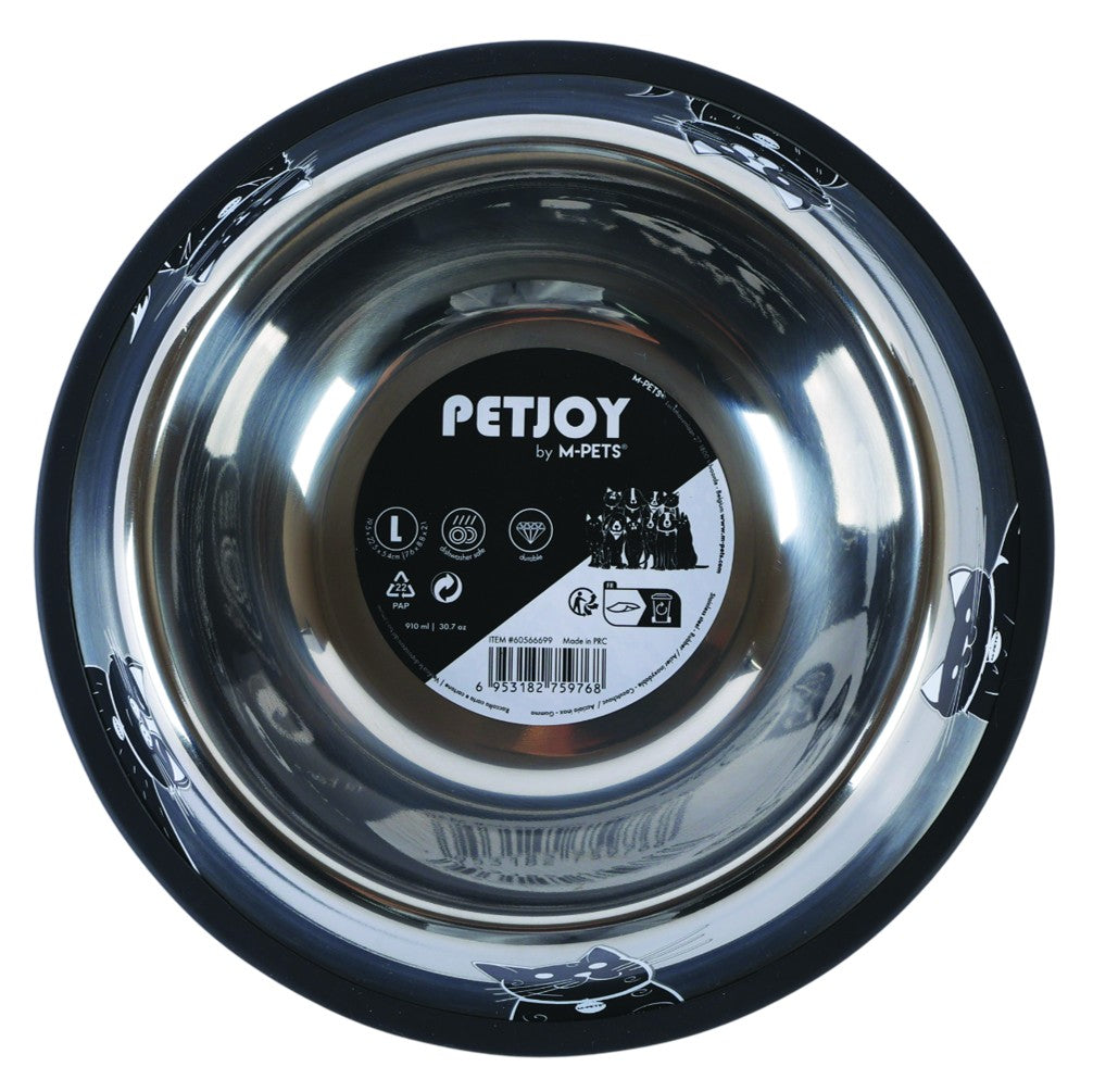 M-Pets PETJOY CatFamily Stainless Bowl with Rubber Edge