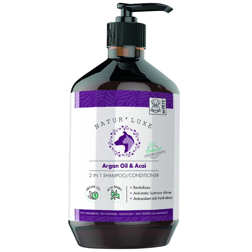 M–Pets NATUR’LUXE Argan Oil & Acai 2 in 1 Shampoo & Conditioner – 500ml