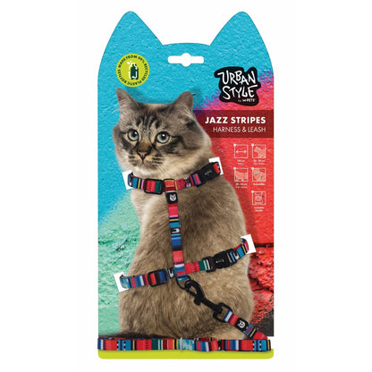 MPETS URBAN STYLE Jazz Stripes Cat ECO Set (harness & leash)