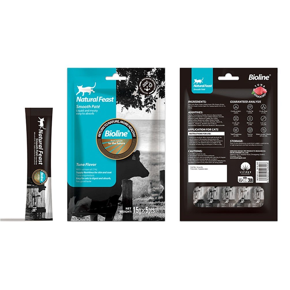 BIOLINE Natural Feast Smooth Pate Cat Treat (15gx5pcs) - Petzone Kenya