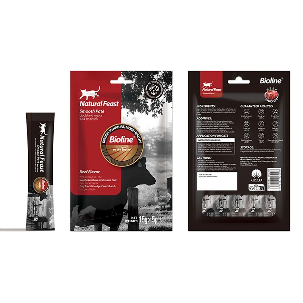 BIOLINE Natural Feast Smooth Pate Cat Treat (15gx5pcs) - Petzone Kenya