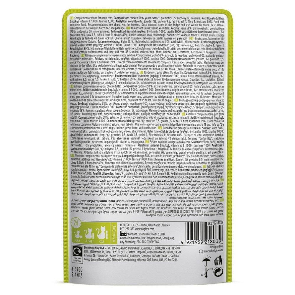CAT FEST Cat Food Pouches – Chicken Fillets in Tender Jelly (70g) - Petzone Kenya