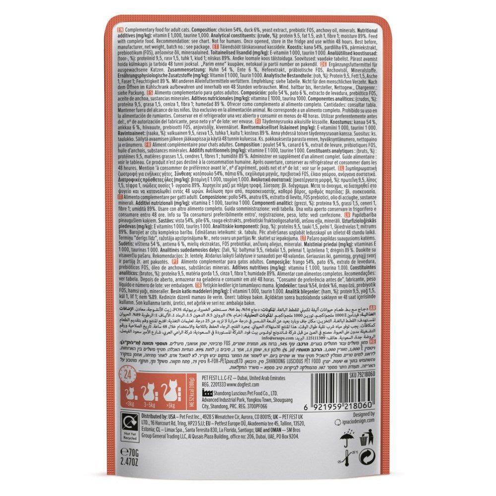 CAT FEST Cat Food Pouches – Chicken with Duck in Tender Jelly (70g) - Petzone Kenya