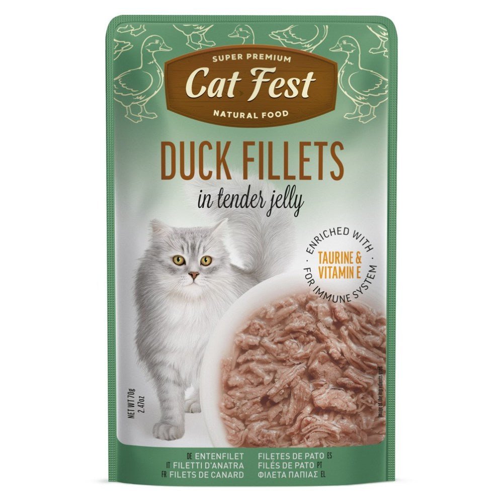 CAT FEST Cat Food Pouches - Duck Fillets in Tender Jelly (70g) - Petzone Kenya