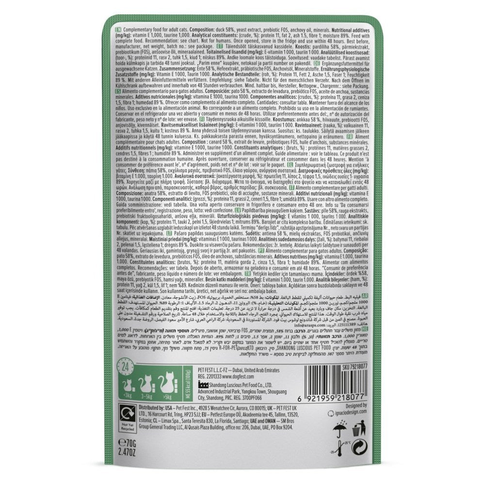 CAT FEST Cat Food Pouches - Duck Fillets in Tender Jelly (70g) - Petzone Kenya