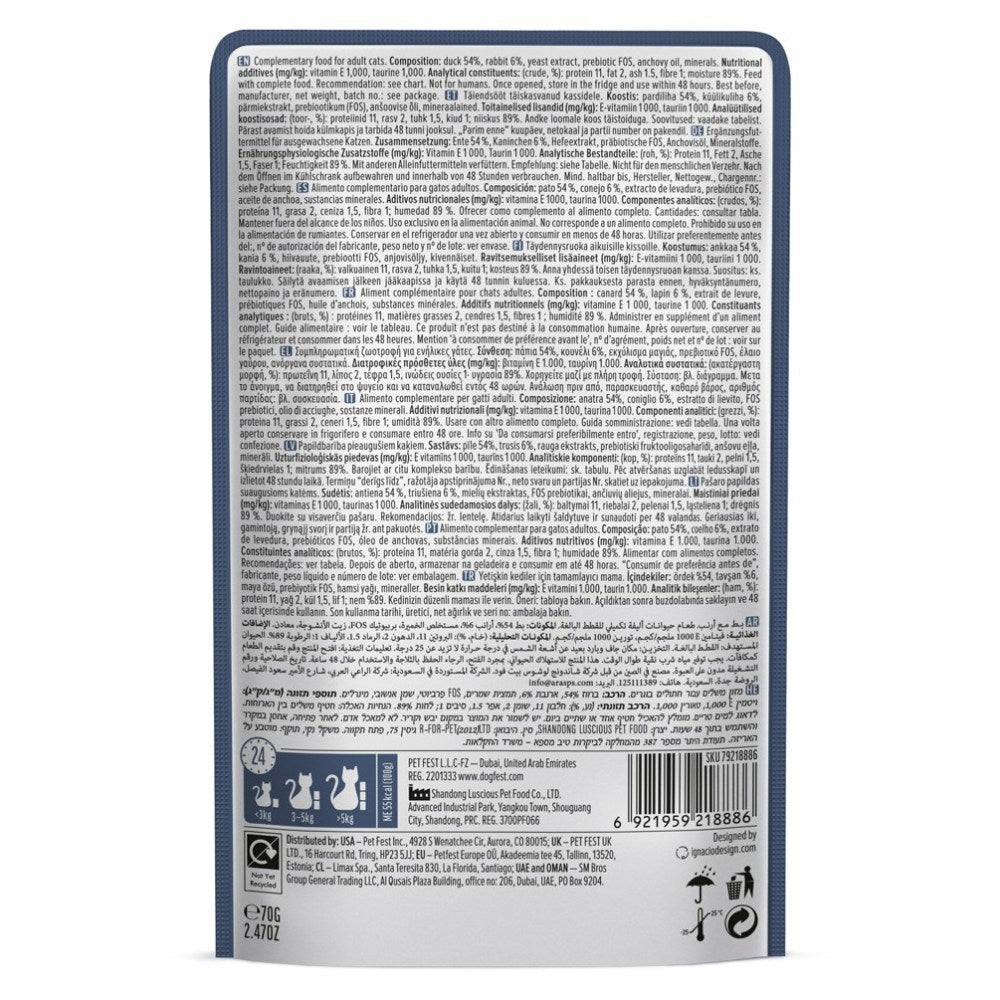 CAT FEST Cat Food Pouches - Duck with Rabbit in Tender Jelly (70g) - Petzone Kenya