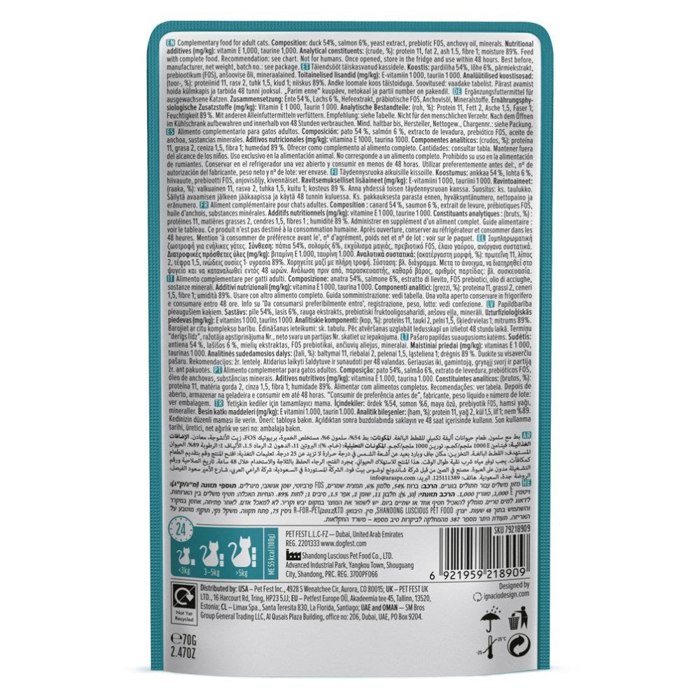 CAT FEST Cat Food Pouches - Duck with Salmon in Tender Jelly (70g) - Petzone Kenya