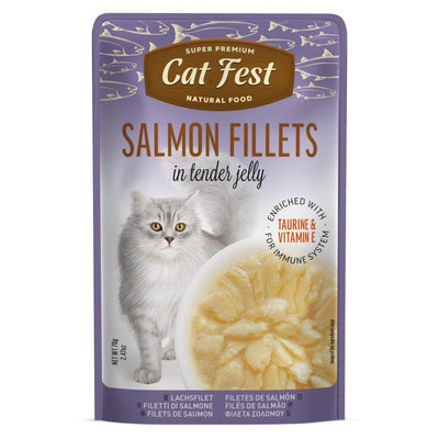 CAT FEST Cat Food Pouches - Salmon Fillets in Tender Jelly (70g)