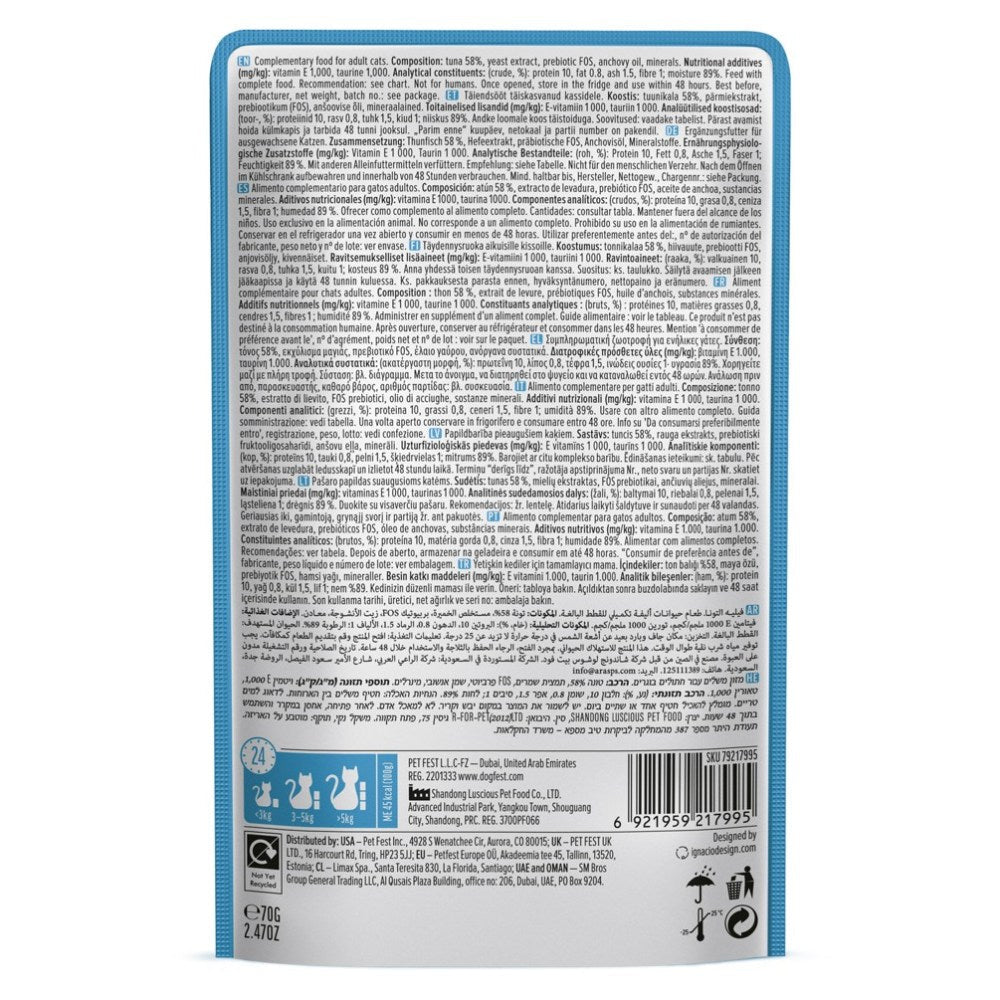 CAT FEST Cat Food Pouches – Tuna Fillets in Tender Jelly (70g) - Petzone Kenya