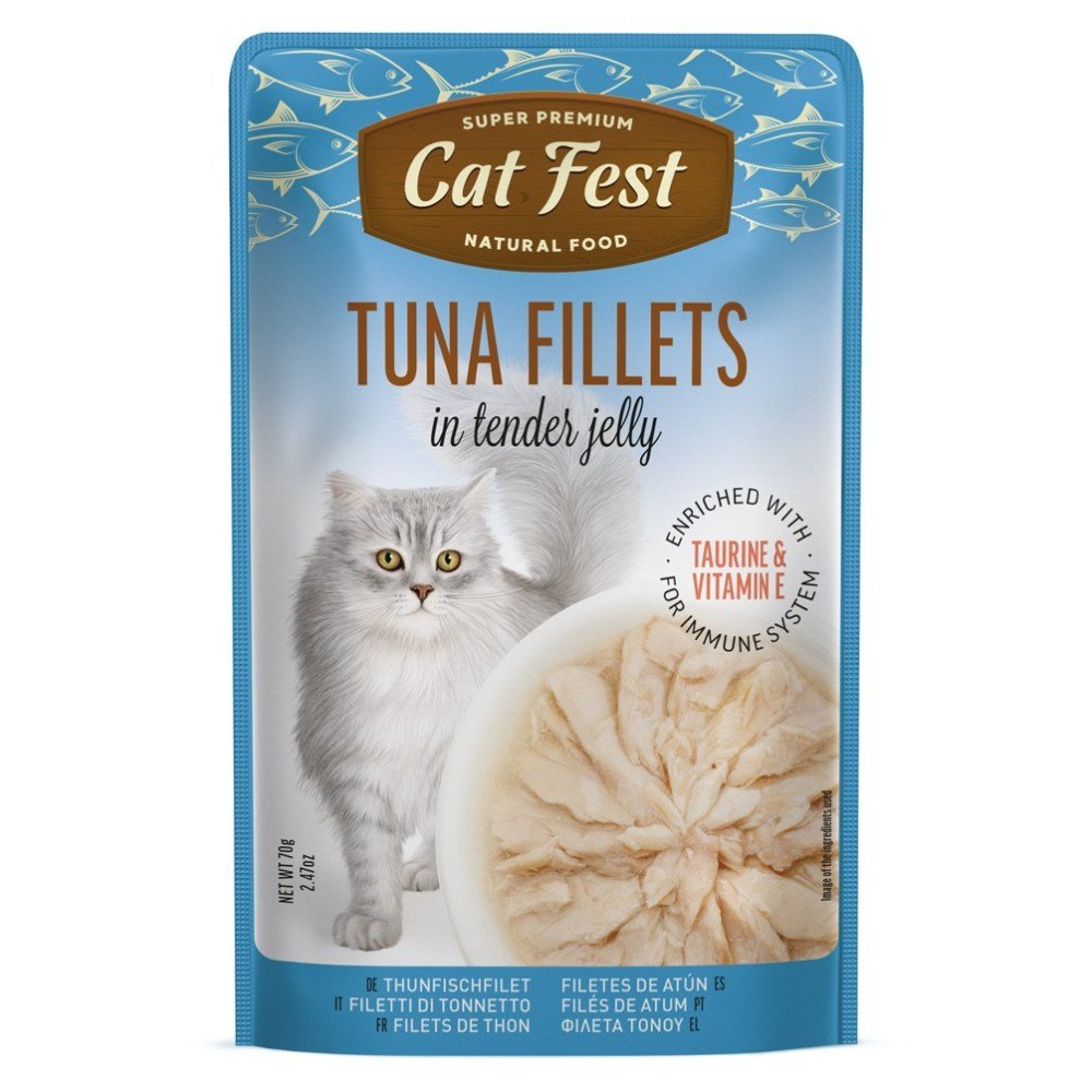 CAT FEST Cat Food Pouches – Tuna Fillets in Tender Jelly (70g) - Petzone Kenya