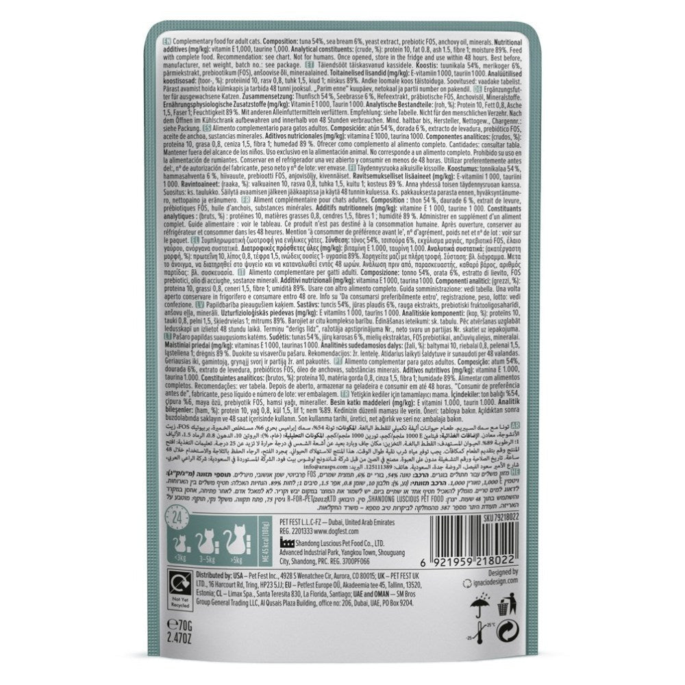 CAT FEST Cat Food Pouches – Tuna with Sea Bream in Tender Jelly (70g) - Petzone Kenya