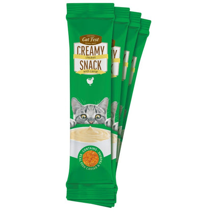 CAT FEST Creamy Snacks - Chicken with Caviar (4x10g) - Petzone Kenya