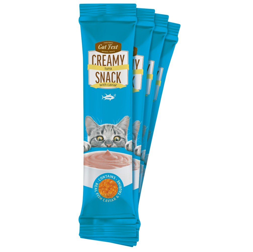 CAT FEST Creamy Snacks - Tuna with Caviar (4x10g) - Petzone Kenya