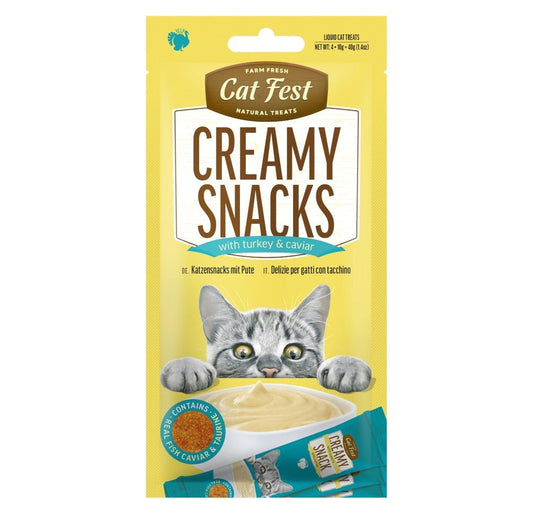 CAT FEST Creamy Snacks with Turkey & Caviar (4x10g) - Petzone Kenya