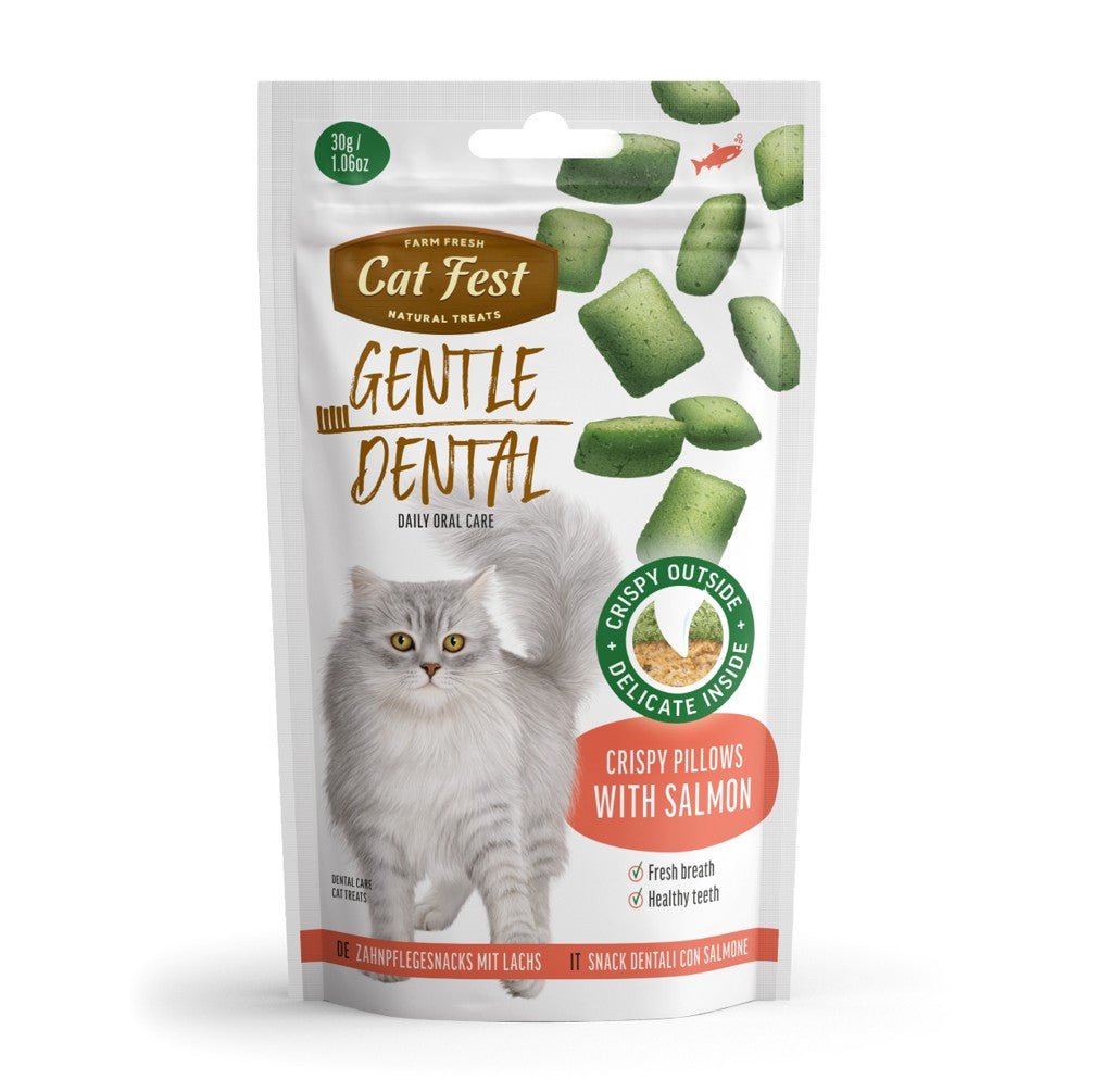 CAT FEST Gentle Dental Crispy pillows with Salmon Cream - 30Gr - Petzone Kenya